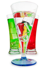 Colourful cocktail in glasses