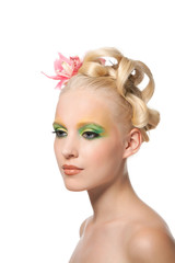 Naklejka premium beautiful girl with flower in head