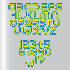 futuristic alphabet font isolated - illustration