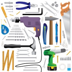 diy tool equipment - realistic illustration