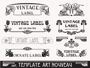 set of vector labels in art nouveau © Zhanna Varanetskaya