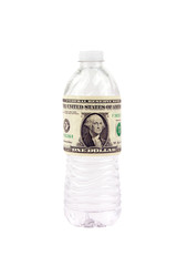 Bottle of Water with Dollar Bill Label