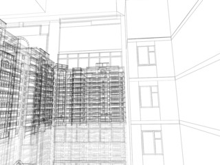 3D construction. Concept - modern architecture and designing.