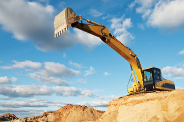 track-type loader excavator at construction area