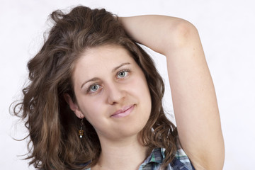 Fototapeta premium Portrait of attractive young woman on white background