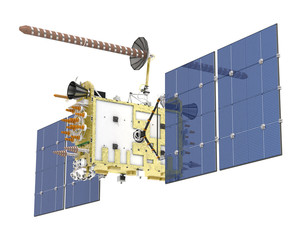 Modern navigation satellite isolated on white