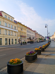 Fototapeta premium Main fashionable street (Novy Swiat), Warsaw, Poland