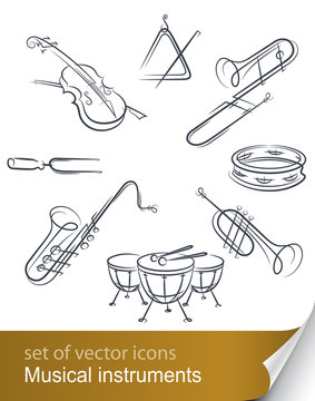 set musical instrument vector