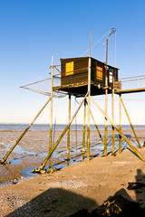pier with fishing net, Gironde Department, Aquitaine, France