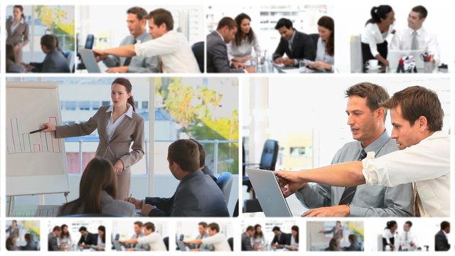 Montage of business meetings