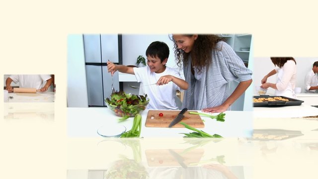 Montage of cooking families