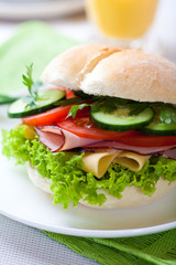 Healthy sandwich with fresh vegetables