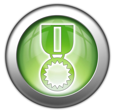 Green glossy 3D effect button "Award Medal"