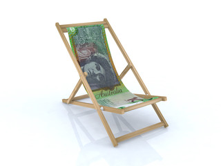 wood beach chair with australian notes