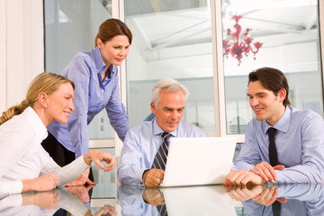 businessman and businesswoman during a working meeting