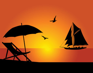 The beach and yacht