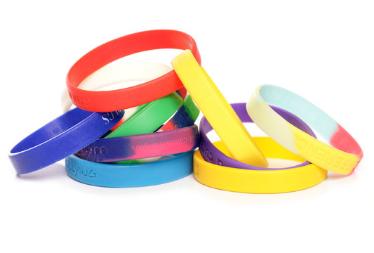 Various charity fundraising wristbands