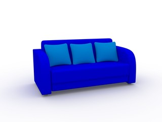 Bright blue sofa
