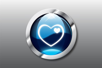 Blue button with heart