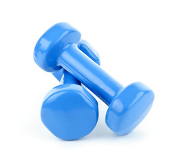 Blue dumbbell weights