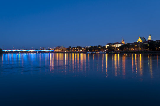 Fototapeta Warsaw panorama during the night