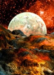 Obraz na płótnie Canvas Alien planet i księżyca