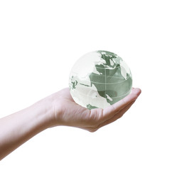 earth globe in his hands