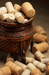 Wine corks in basket