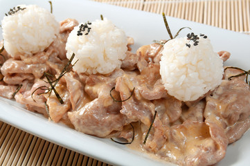 pork with sauce and rice