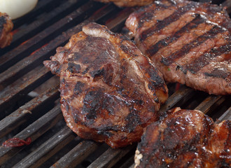 Sirloin steak prepared on the barbecue grill.
