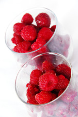 Appetizing red raspberries