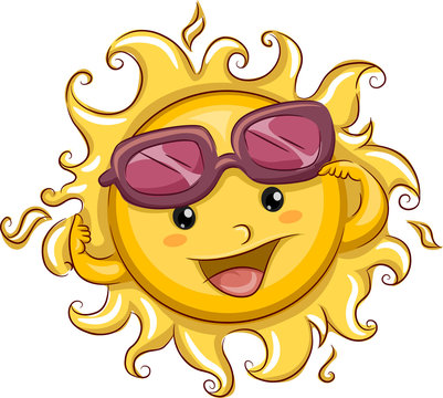 yellow sun wearing sunglasses smiling clip art preview