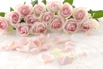 Blossom roses with petals