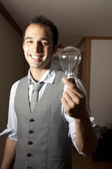 man with lightbulb