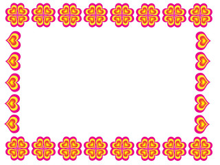 Mosaic - clovers with different colorful hearts