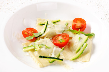 Ravioli in a white plate