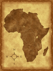Map of Africa on the old background