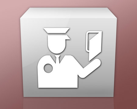 Box-shaped Icon (red b/g) "Immigration Symbol"