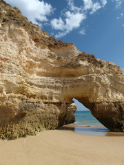 Colorful rock cliffs of the Algarve in Portugal