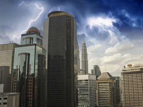 Storm over Kuala Lumpur Skyscrapers