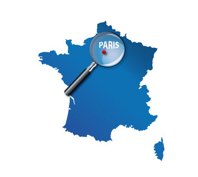 Paris : Localisation sur carte de France - d&eacute;partement &icirc;le de Fr