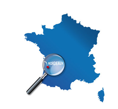Bordeaux : Localisation sur carte de France - Gironde