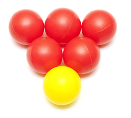 red and yellow plastic balls from children's small town