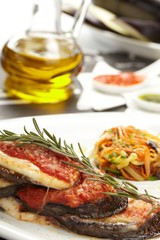 Roasted eggplant with salad