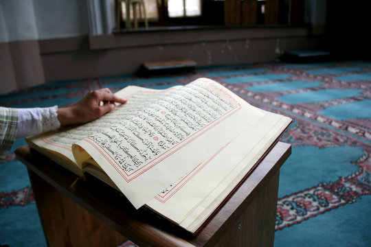 young girl reading the Koran