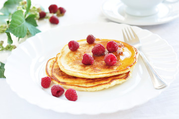 Pancakes with raspberry