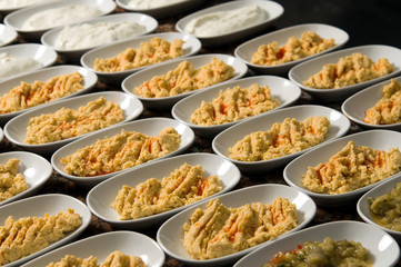 Buffet style appetizers.