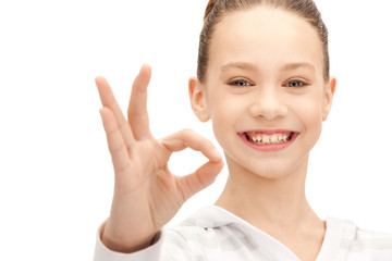 lovely teenage girl showing ok sign