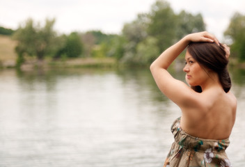 on the lake. rural female portrait