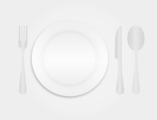 dinner plate and cutlery